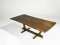 George nakashima walnut conoid dining table with rosewood butterflies and bookmatched top two 15 leaves leaves and table signed with clients name 29 x 46 12 x 83