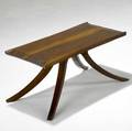 Robert whitley walnut occasional table the top with chiseled edges on sabre legs 14 x 30 x 17
