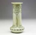 Roseville della robbia vase with excised stylized trees in celadon green see cond rpt rozane ware medallion 8 34 x 4 14