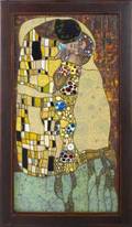 Stained glass window in the style of gustav klimt the kiss framed 59 12 x 36
