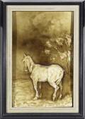 Arthur osborne j  jg low plastic sketch of horse windy day framed signed ao 12 12 x 7 34