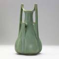 Teco rare matte green buttressed vase stamped teco 181 15 x 7 12
