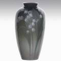 Caroline steinle rookwood iris glaze vase with lily of the valley 1906 flame mark vi 614f cs 6 x 3 12