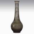 Grand feu highfired tall vase cafeaulait crystalline glaze thin grinding around base grand feu pottery la cal 71 tt 12 x 4 12