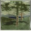 Grueby tile the pines with glazed sides back covered in original felt 6 sq