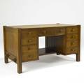 Gustav stickley early ninedrawer desk with mortised chamfered sides large decal stickley in box 30 12 x 63 x 30