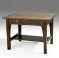 Gustav stickley twodrawer library table red decal and paper label 30 x 42 x 29 12