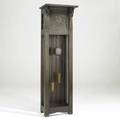Arts  crafts tall case clock with leaded glass and carvings unmarked 75 x 23 x 16 34