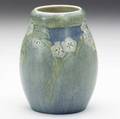 Henrietta bailey newcomb college transitional vase with branches of cinquefoils 1915 14 grinding chip nc jm hb h054 4 34 x 3 12