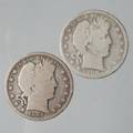 Two2 Barber Half Dollars c1900 and c1904 ungraded