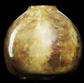 Theophus brouwer middlelane bulbous vase with flame glaze incised flame with flame 6 x 6