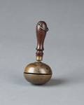 An Antique Brass and Wood Babys Rattle
