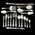 Gorham silver flatware in the melrose pattern twelvepiece service for twelve and seventeen serving pieces 7 34 dinner fork hollow handled fish forks 6 12 saladdessert forks 7 luncheon for