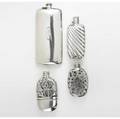 American silver or silver overlay flasks four pieces 18901901 fluted silver flask by gorham ca 1890 53 ot 6 12 clover motif silver overlay by gorham 38 pint d1274 rococo motif silver ov
