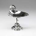 Poul petersen silver compote handwrought canada shellshaped spot hammered bowl open bud handle and column with grape clusters 186 ot 7 34