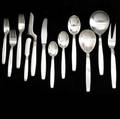 Frantz hingelberg danish silver flatware set danish tread pattern 18 eight piece service for fourteen and five serving pieces 7 58 dinner fork 6 12 dessert fork 13 6 12 salad fork 6 12