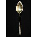 Two cased silver spoon sets by koch  bergfeld retailed by chr rasmussen copenhagen ca 1900 12 4 12 parcel gilt 830 silver coffee spoons 9 14 parcel gilt 826 silver ice cream server 12