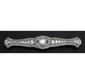 Edwardian diamond and platinum bar pin ca 1910 principal oec diamond approx 75 cts and numerous smaller diamonds 24 cts in pierced and milgrain baton pierced gallery gold pin 111 gs 2