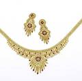 Indian enameled gold filigree jewelry 21k 18 fringe necklace 1 12 earrings 353 gs gw