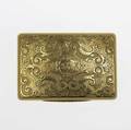French gold vesta case 18k rectangular case with engineturned edges and floral engraving 19th c 768 gs 2 34 x 1 78