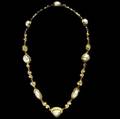 Important ross coppelman diamond  pearl necklace east dennis mass designed as textured links of fused 22k and 18k gold with bezelset diamonds 224 cts tw and shaped mabe pearls ca 1985 71