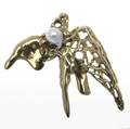 Irena brynner modernist gold and pearl bird brooch 18k yg freeform design signed i brynner 392 gs gw 2 12 x 2 34