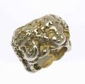 Eric de kolb modernist sculptural cherub ring 14k yg ca 1970 broad band with four cherub masks in deep relief new york city 392 gs 916 x 14 size 7 12