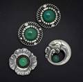 Georg jensen silver and chrysoprase jewelry three items from denmark flower brooch 189b fish brooch 10 clip earrings 85 postwar marks 37 gs largest 1