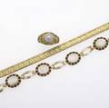 Edwardian  art deco gold jewlery etched bicolor or 14k gold snakelink bracelet by sloan newark 7 14k link bracelet with moonstone and ruby oval cluster links unmarked 7 and pierced 18k yg