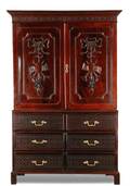 Chinese Chippendale Mahogany Linen Press 19th C