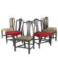 Six english hepplewhite side chairs in mahogany 18th c largest 21 x 20 x 17