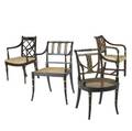 Four english regency arm chairs ca 17901800 largest 34 x 20 x 21