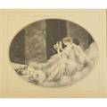 Louis icart french 18881950 women with puppies drypoint etching framed signed image 16 12 x 20 34 oval