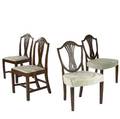 Two pairs of english hepplewhite side chairs all in mahogany ca 17801800 larger 30 x 18 x 20