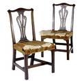 Pair of english chippendale side chairs in mahogany 18th c 37 x 22 x 19