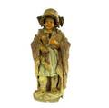 Continental terra cotta statue of a child wearing bonnet and carrying a book 19th c with damage 31 12 x 13 x 10