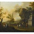 Pair of italian pastoral scenes 18th c both oil on canvas framed 11 x 13 each