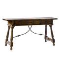 Spanish colonial library table 18th c walnut with iron stretcher base 29 x 55 x 18 12