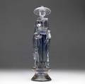 Murano vetri figure 20th c asian subject in clear glass with internal shadings of blue and pink paper label 15 18