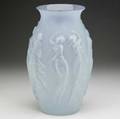 Sabino blue opalescent vase la danse with dancing female figures ca 1929 14