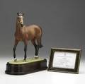 Royal worcester porcelain figure of the famous race horse nijinsky on wood base modeled by doris lindner with original certificate numbered 276 of 500 10 34