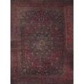 Tabriz oriental rug 20th c blue center medallion red and blue all over designs wear 124 x 160
