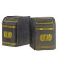 Two toleware country store cannisters made by henry troemner of philadelphia 19th c 27 x 19 12 x 21 12