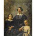 European family portrait 19th c oil on canvas framed 43 x 36