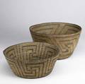 Pair of pima native american baskets arizona two early examples of finely woven willow and devils claw featuring the tasita or swastika design larger 13 12 x 7 12