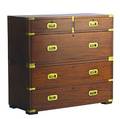 Campaign style twooverthree drawer chest 20th c 37 x 39 x 17 12