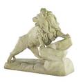 Marble lion sculpture 19th20th c tail detached and in three pieces two of which are present 24 x 27 x 10
