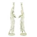 Pair of figural whitepainted bronze torch lamps ca 1900 50 14 x 11 x 11