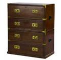 Campaign chest in two sections 19th c four drawer configuration 35 12 x 29 x 16