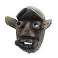 Wegere mask ivory coast africa carved wooden mask with agressive features and attached horns and ears very well worn interior suggests field use provenance angelina ingrassia pennsylvania 11